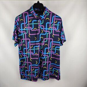 Lofty Shirt Mens XL Multi Geometric Disco S/S Golf Polo